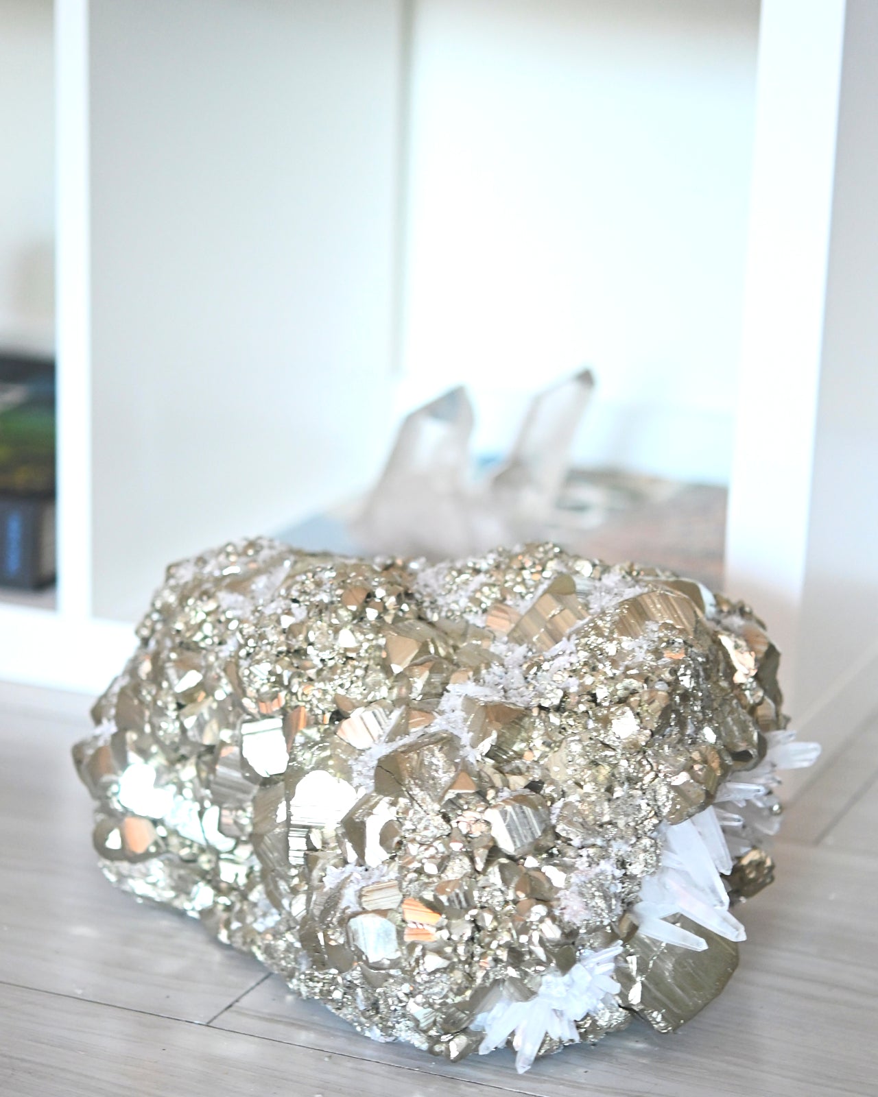 Rare 50lbs Pyrite w Clear Quartz Statement