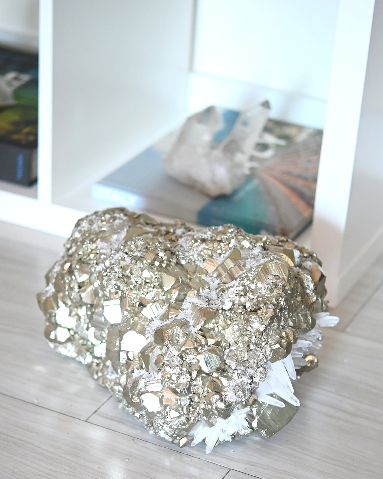 Rare 50lbs Pyrite w Clear Quartz Statement