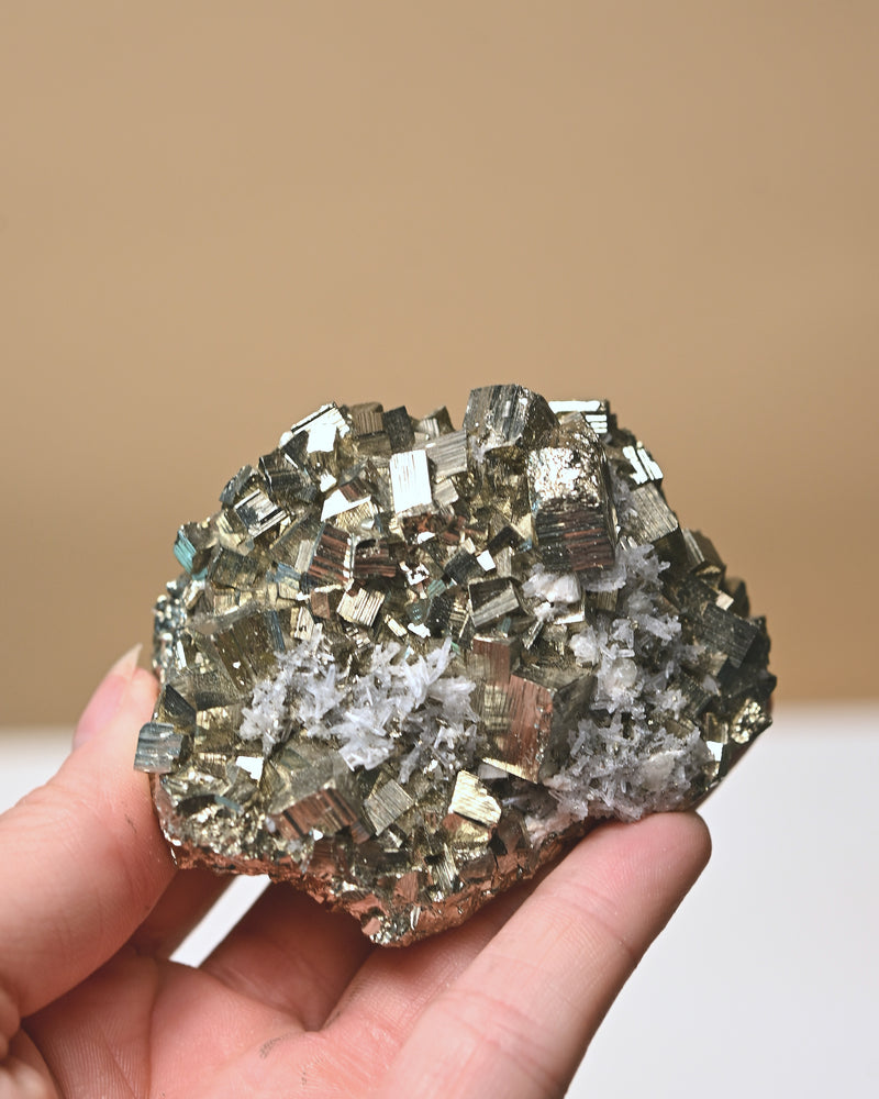 Cubic Pyrite and Quartz Crystal Cluster 3 in