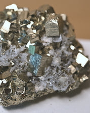 Cubic Pyrite and Quartz Crystal Cluster 3 in