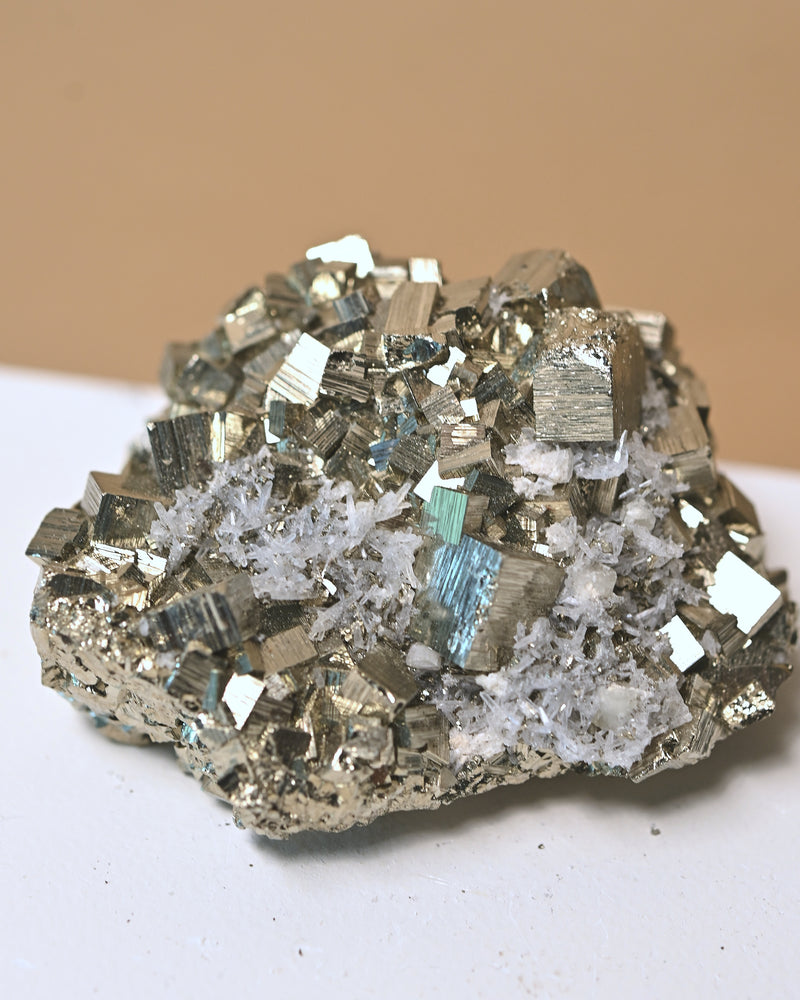 Cubic Pyrite and Quartz Crystal Cluster 3 in