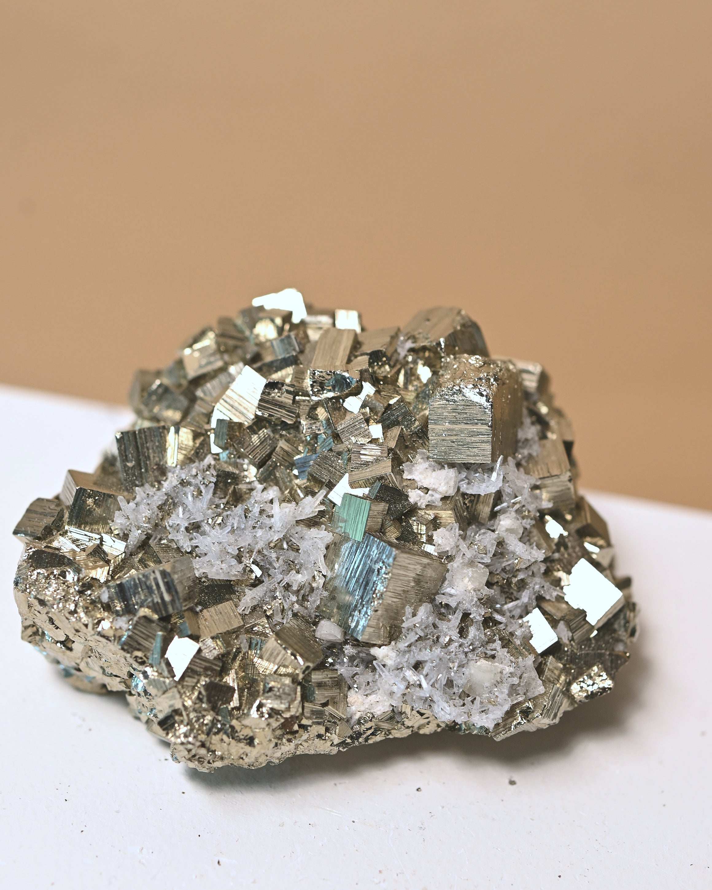 Cubic Pyrite and Quartz Crystal Cluster 3 in