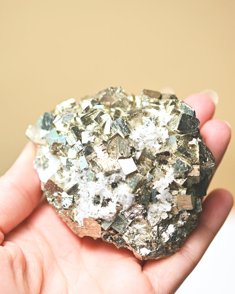Cubic Pyrite and Quartz Crystal Cluster 3 in