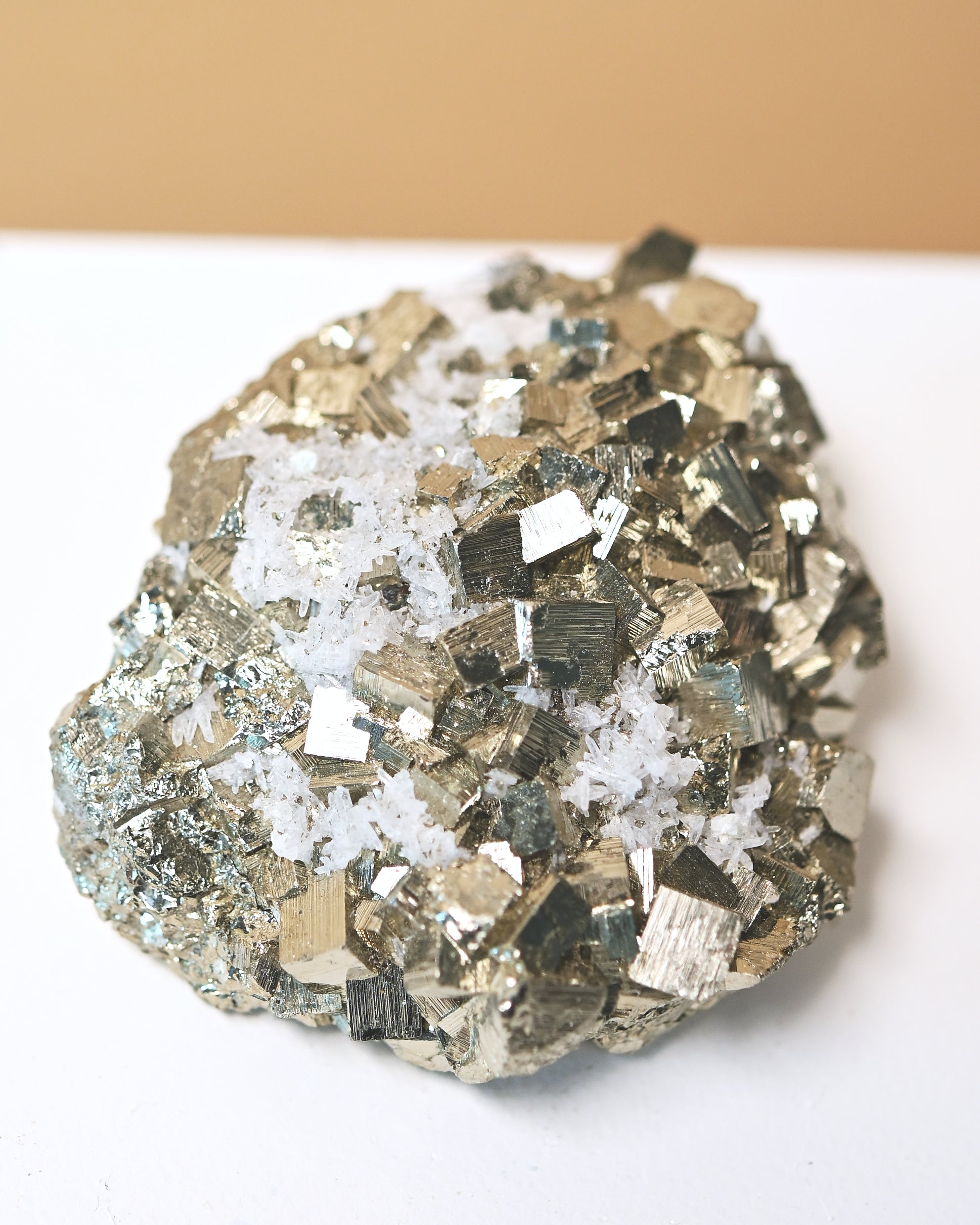Cubic Pyrite and Quartz Crystal Cluster 3 in