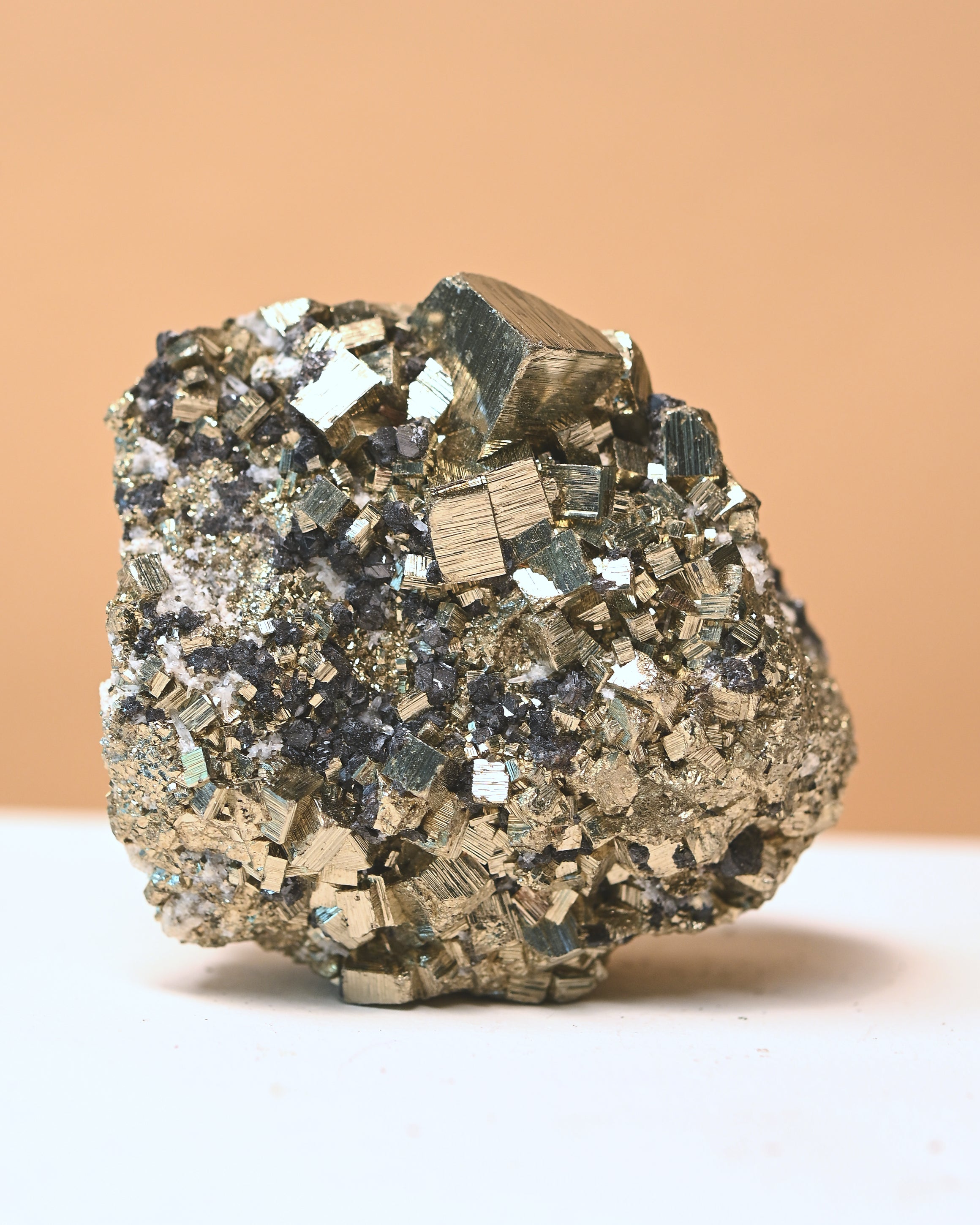 Peruvian Pyrite Cluster – Natural Cubic Crystal 3in – CRYSTALS.COM
