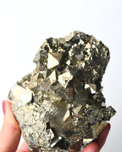 Octahedral pyrite cluster back view