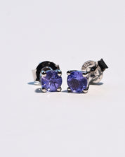 Tanzanite sterling silver earrings close-up