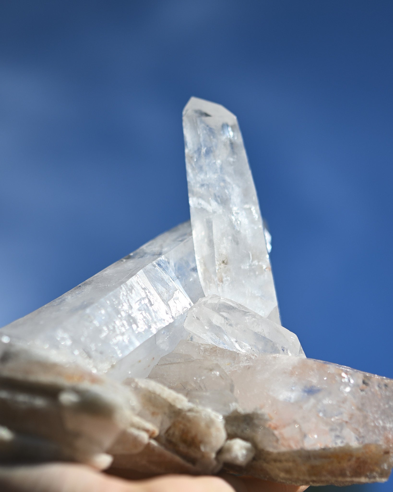 Brazilian Clear Quartz Cluster - clear quartz crystal cluster specimen in natural light
