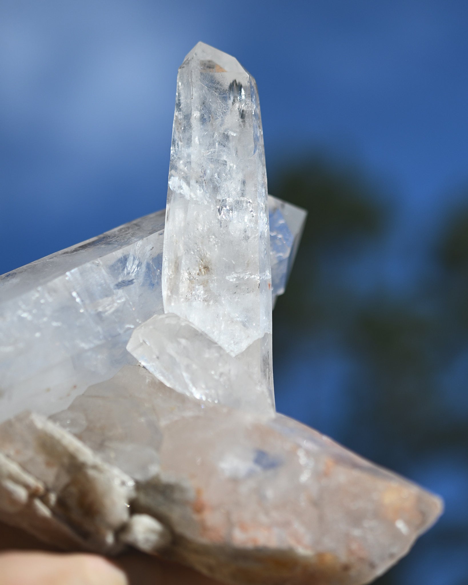 Brazilian Clear Quartz Cluster - clear quartz crystal cluster specimen close up detail