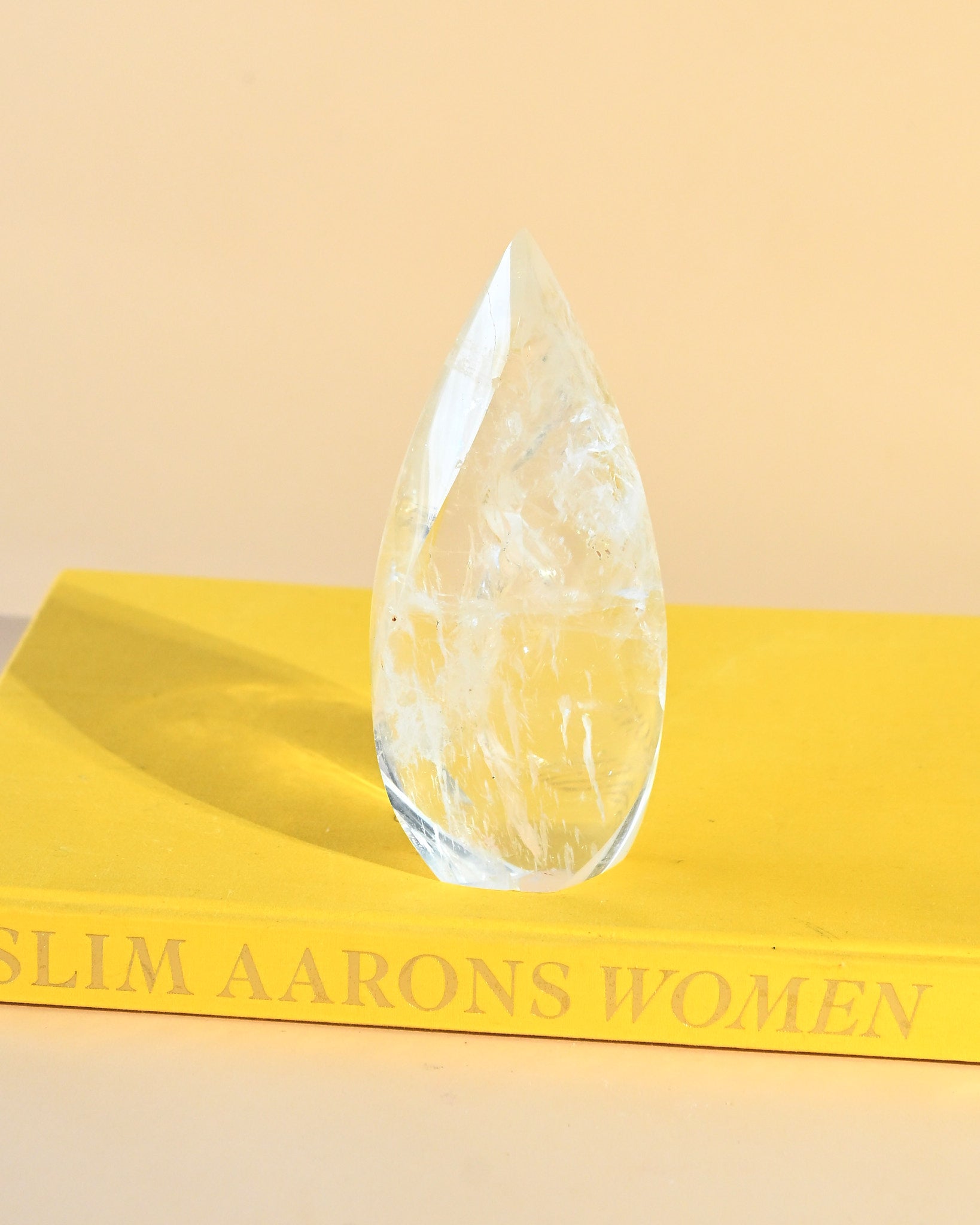 Brazilian Quartz Flame 6 iin - clear quartz crystal styled in home
