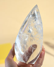 Brazilian Quartz Flame 6 iin - clear quartz crystal in natural light