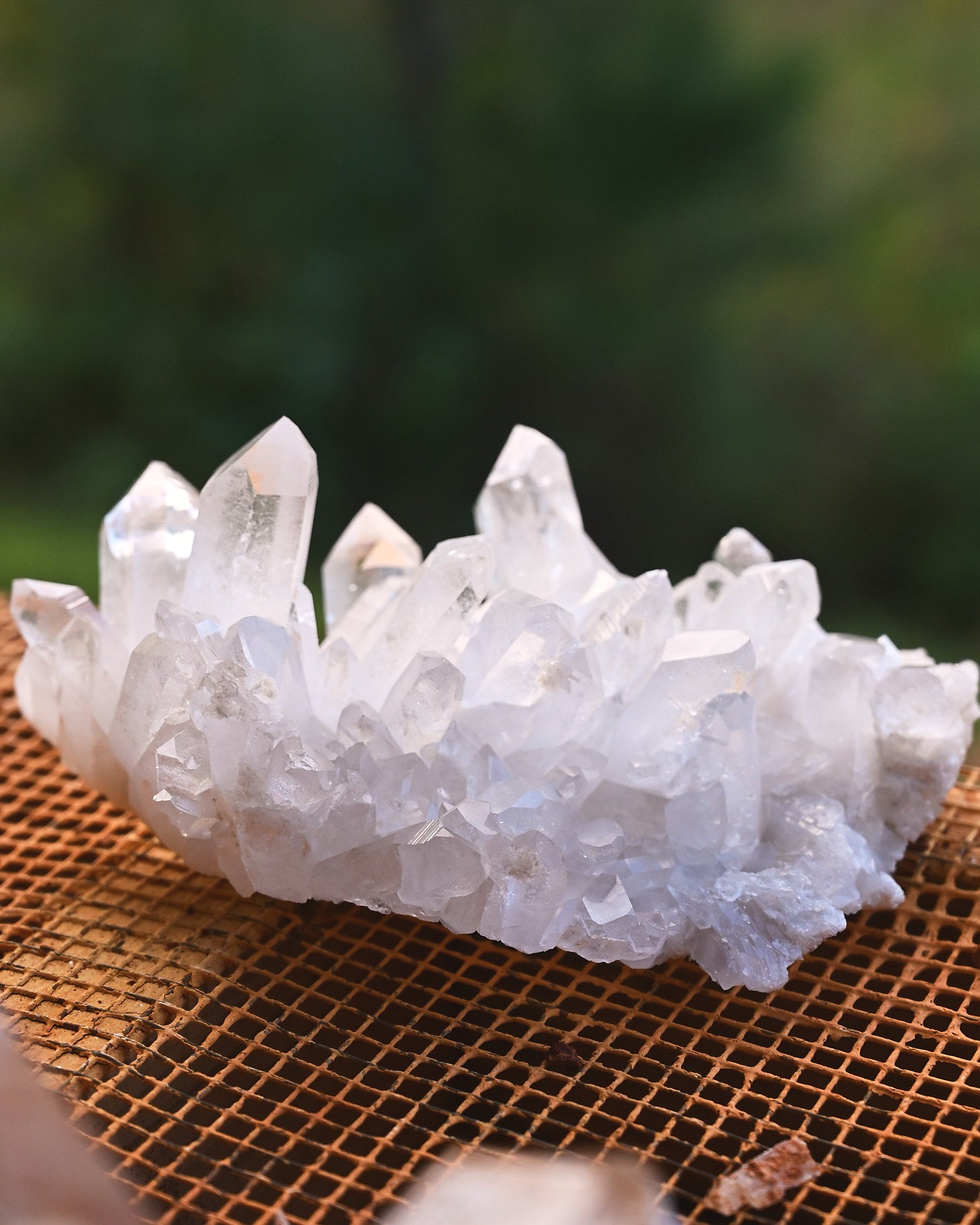 Arkansas Clear Quartz Cluster 2.175 lb - side angle showing terminations