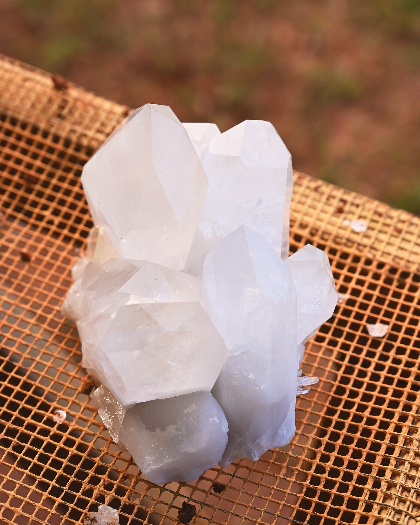 Arkansas Key Crystal Quartz Cluster 3.570 lb - overhead view of key formation
