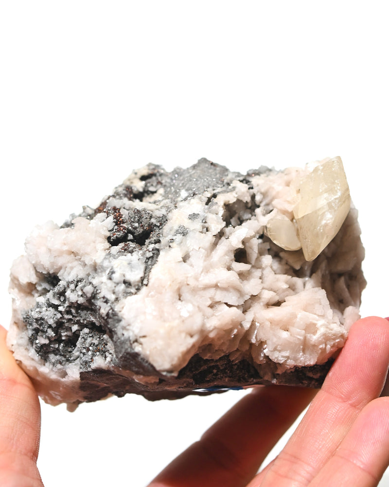 Quartz with Calcite and Galena 349g