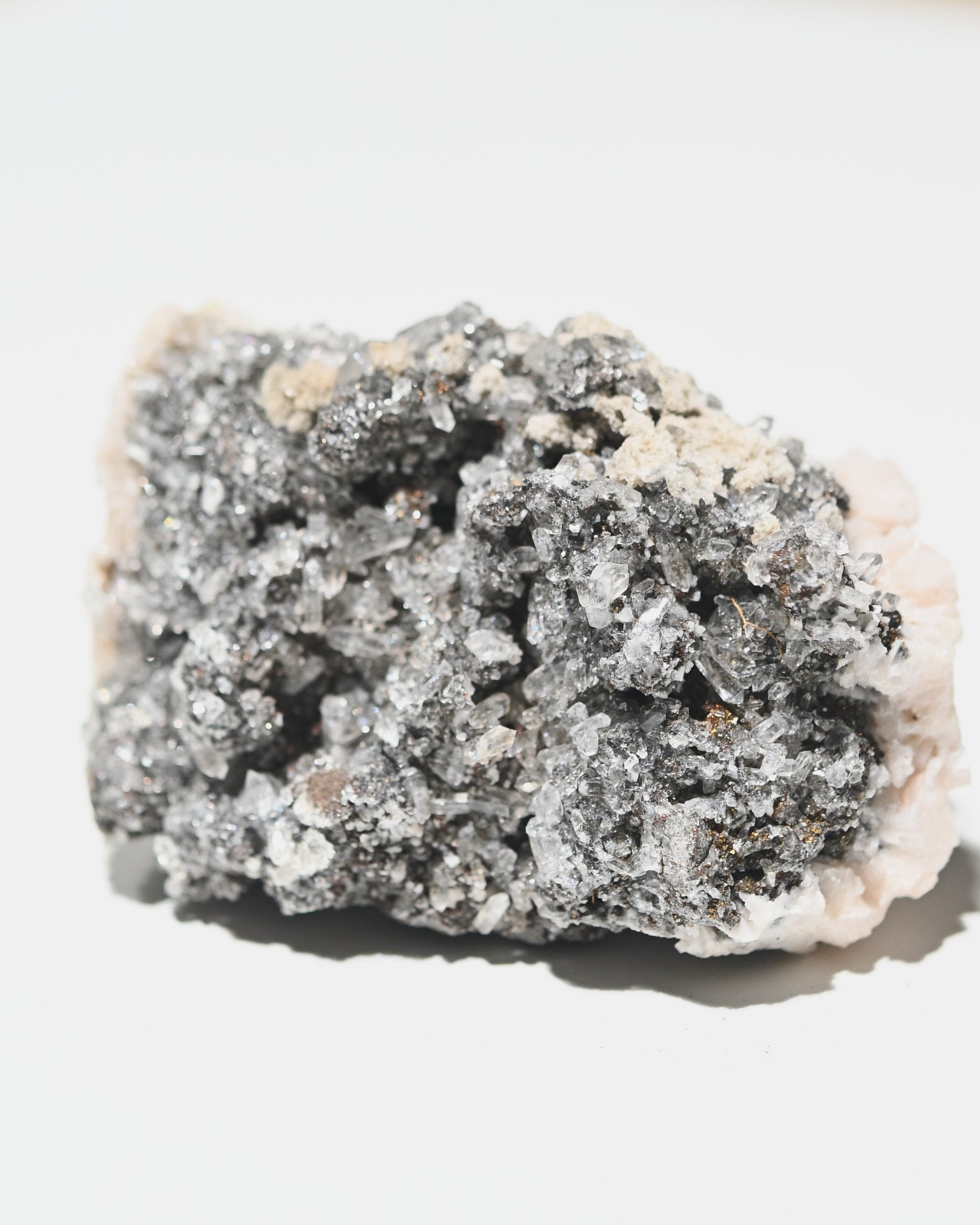 Quartz calcite galena mineral specimen detail