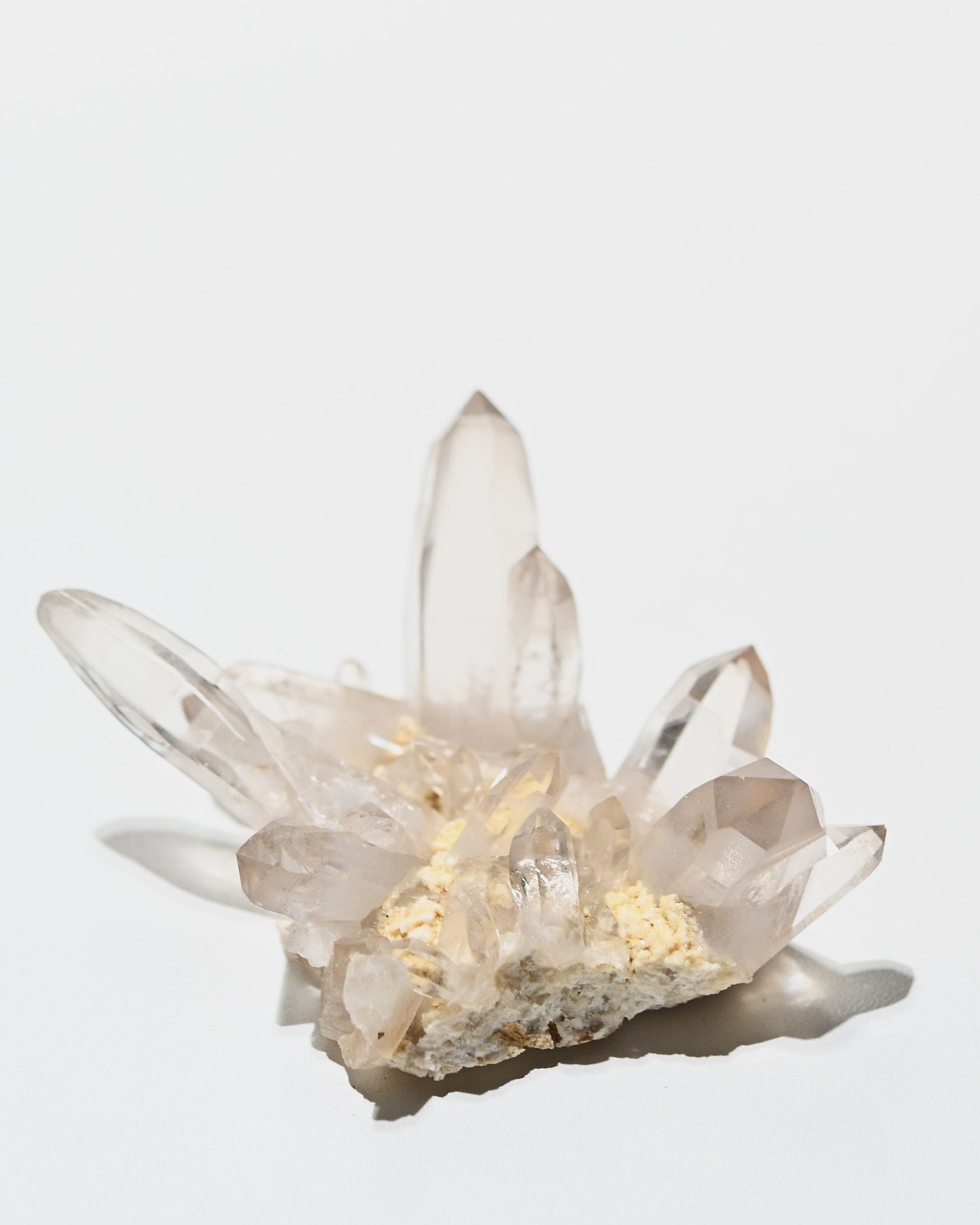 Clear quartz cluster rear view