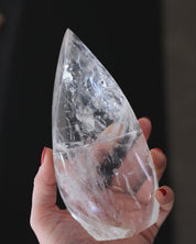 Brazilian Quartz Flame 6 iin - clear quartz crystal close up detail
