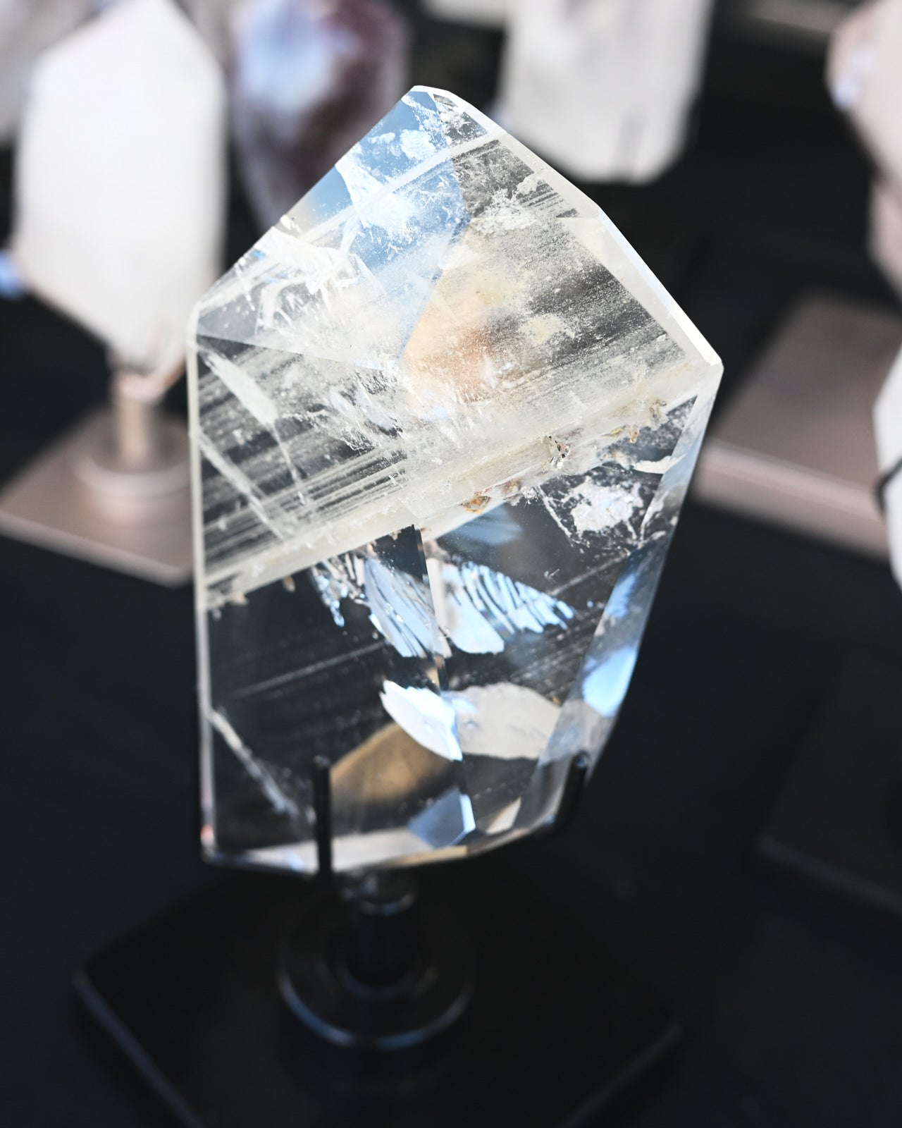 Clear Geometric Quartz Form on Stand