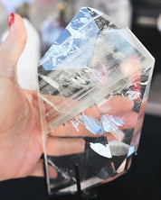 Clear Geometric Quartz Form on Stand