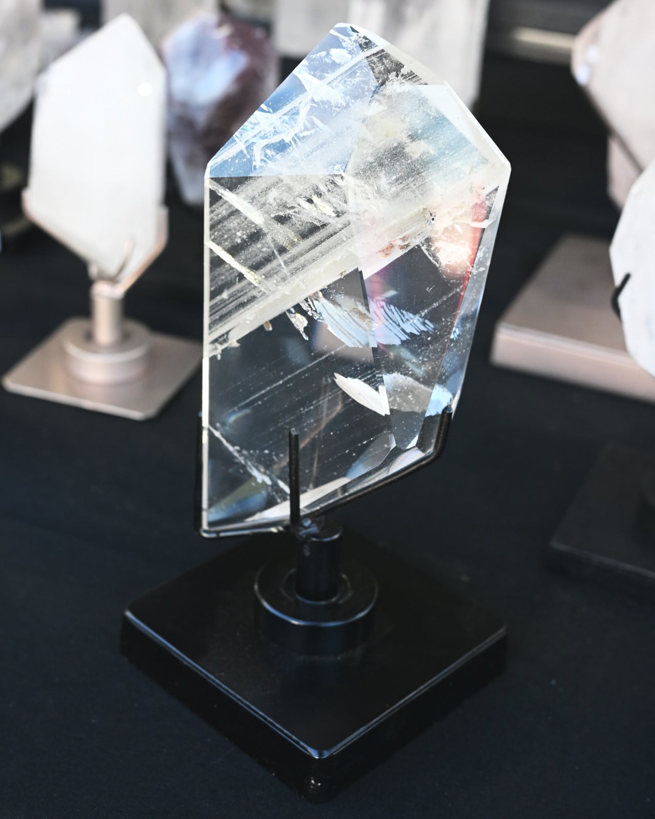 Clear Geometric Quartz Form on Stand