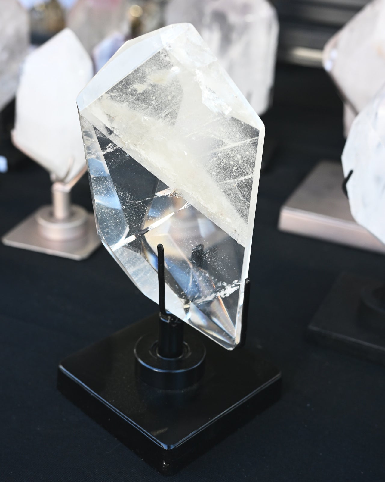 Clear Geometric Quartz Form on Stand