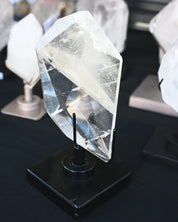 Clear Geometric Quartz Form on Stand