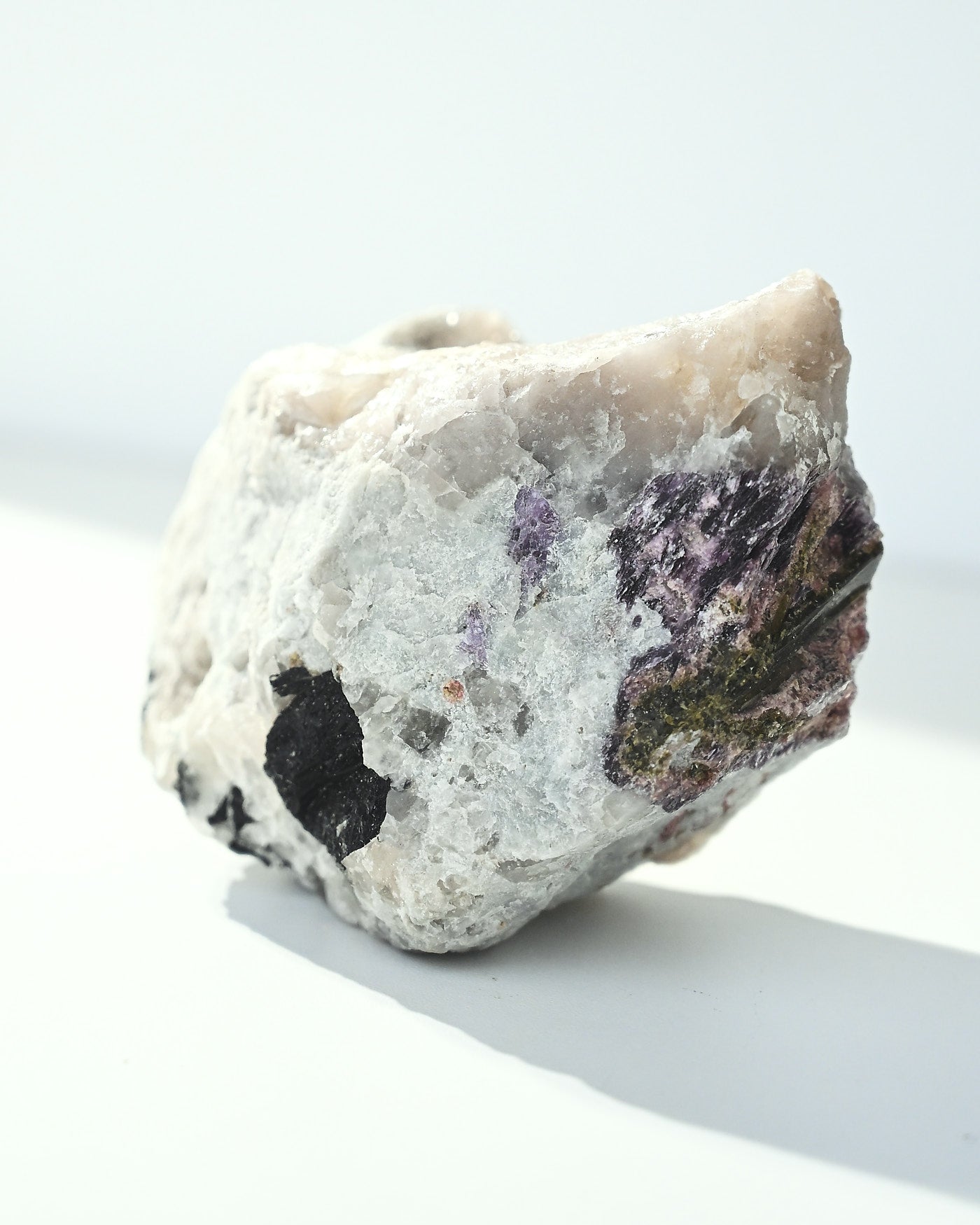 Quartz with Lepidolite and Green Tourmaline 1.029kg front view