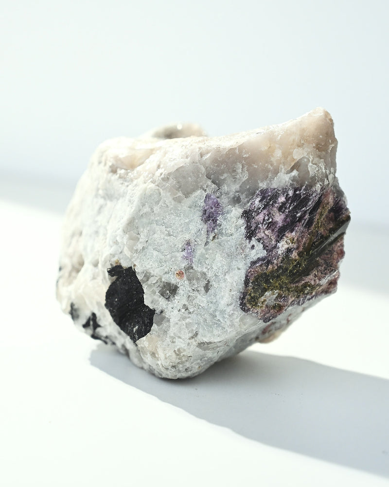 Quartz with Lepidolite and Green Tourmaline 1.029kg front view