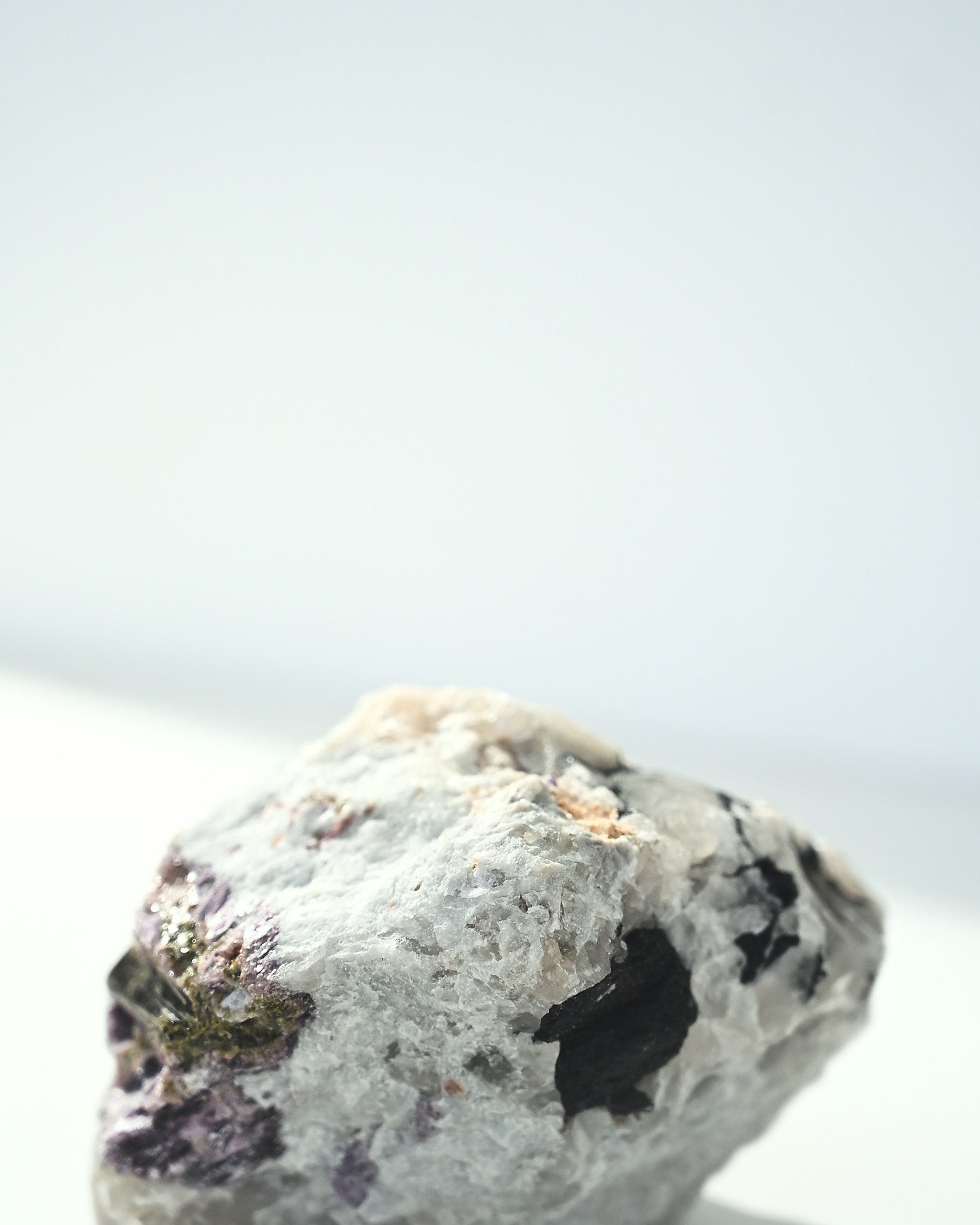 Quartz with Lepidolite and Green Tourmaline 1.029kg side view