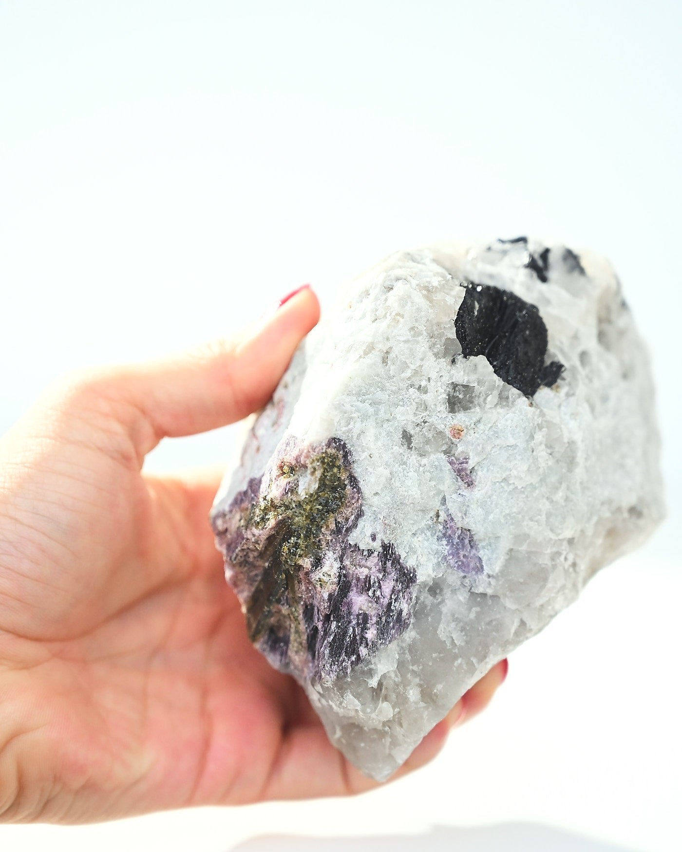 Quartz with Lepidolite and Green Tourmaline 1.029kg detail view