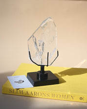 Clear Geometric Quartz Form on Stand - close up detail