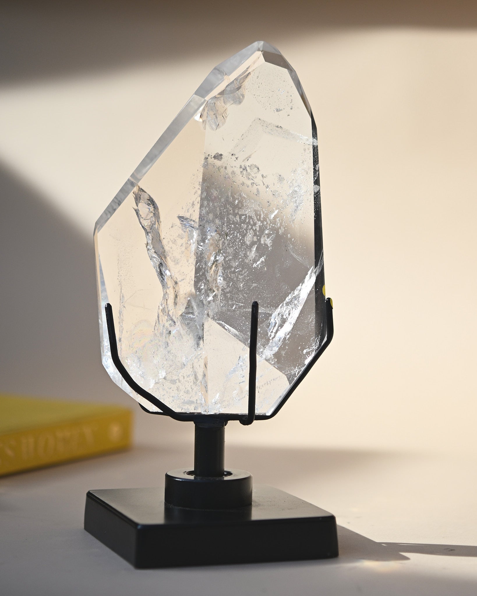 Clear Geometric Quartz Form on Stand for sale at Crystals.com