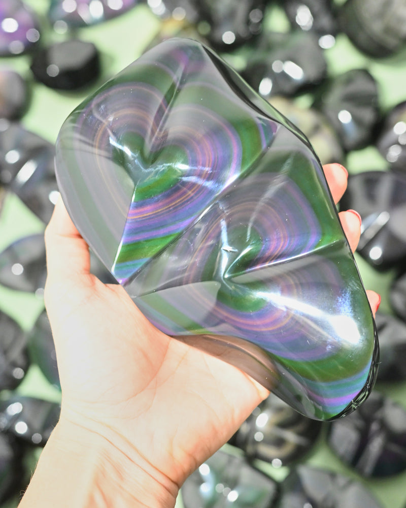 Rainbow Obsidian Double Heart Carving – Mexico