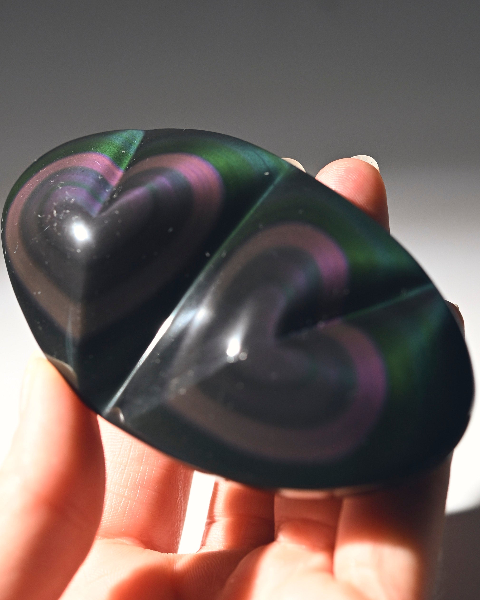 Double Heart Rainbow Obsidian