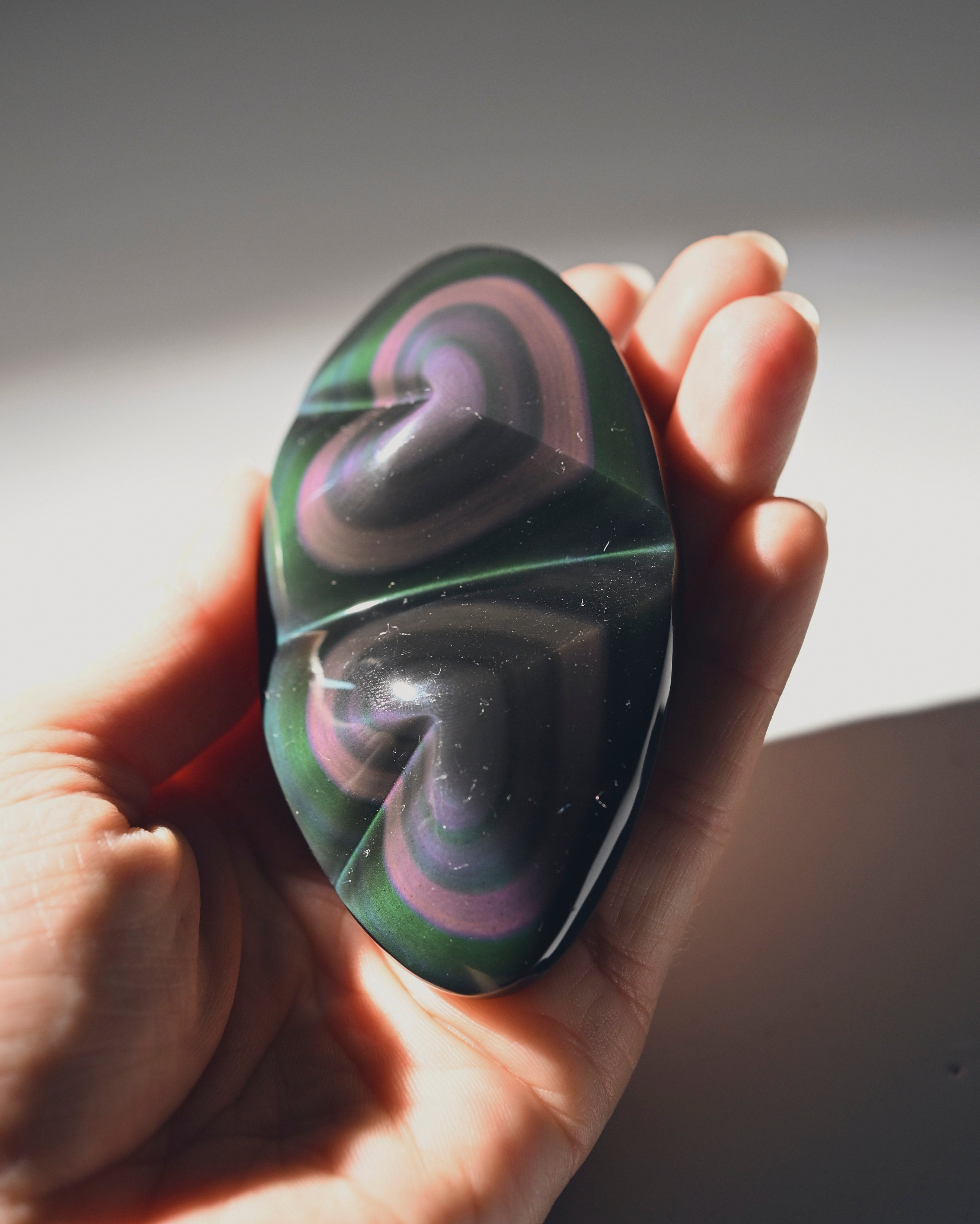 Double Heart Rainbow Obsidian