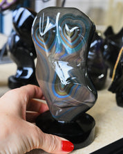 Rainbow Obsidian Double Heart on Base – Mexico