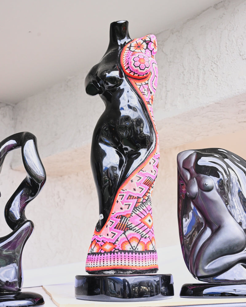 Rainbow Obsidian Beaded Female Form Sculpture (Mexico)
