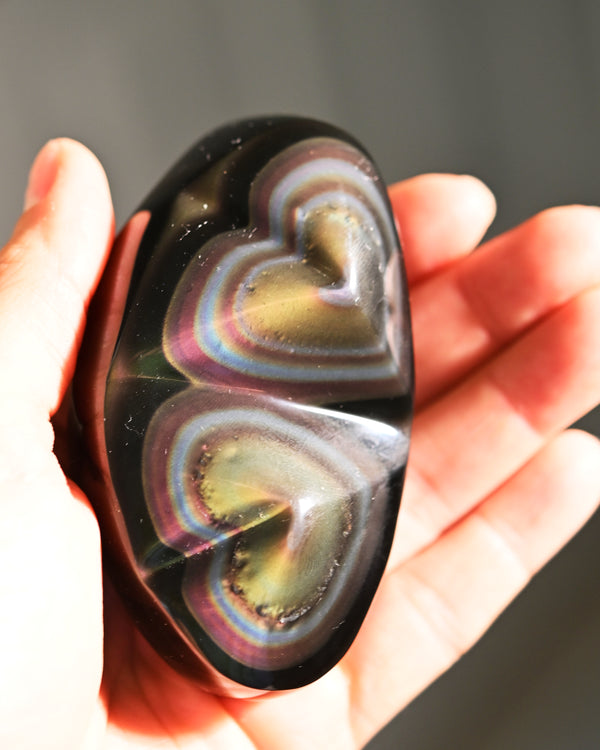 Double Rainbow Heart Obsidian 2.5in
