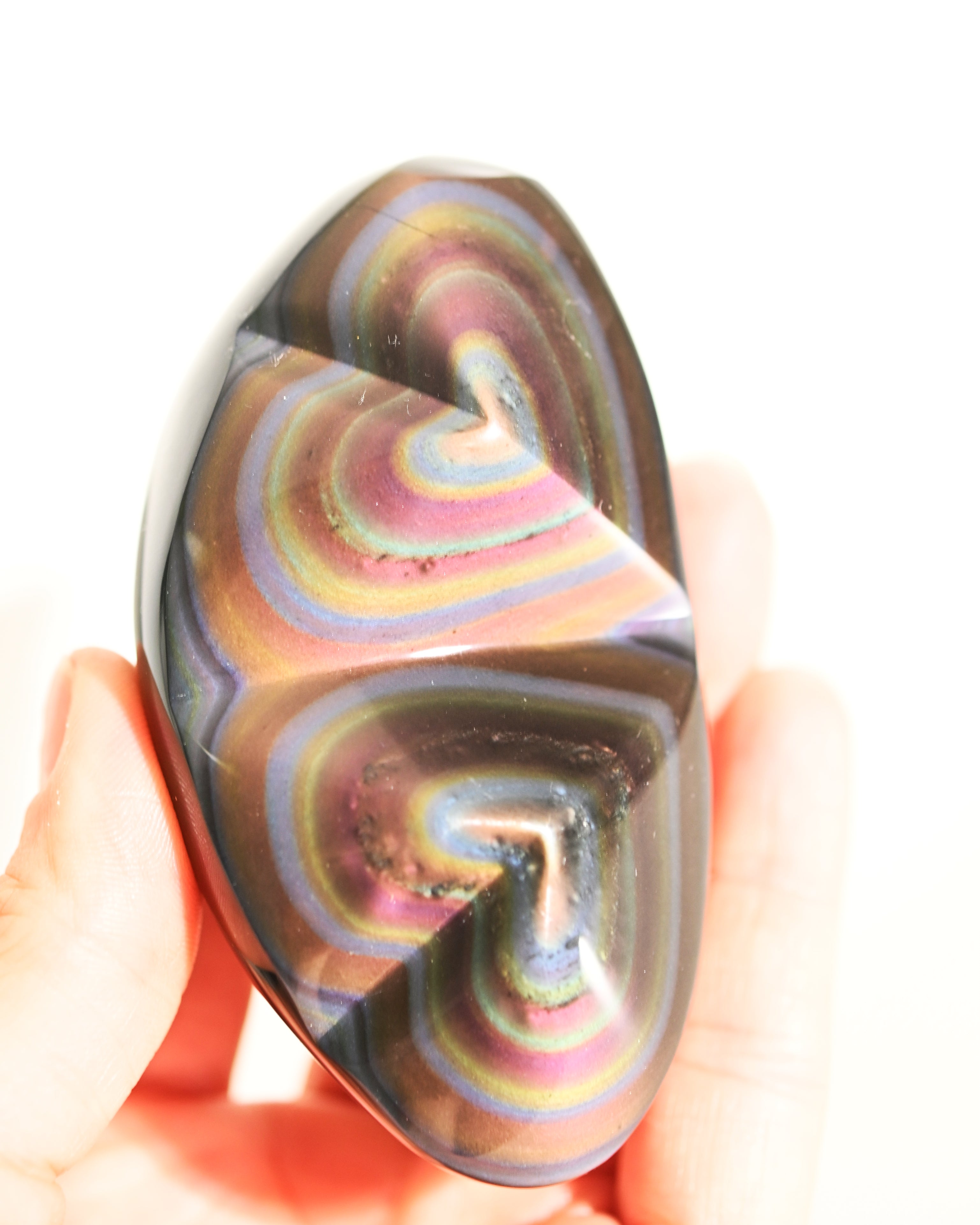 Double Rainbow Heart Obsidian 2.5in