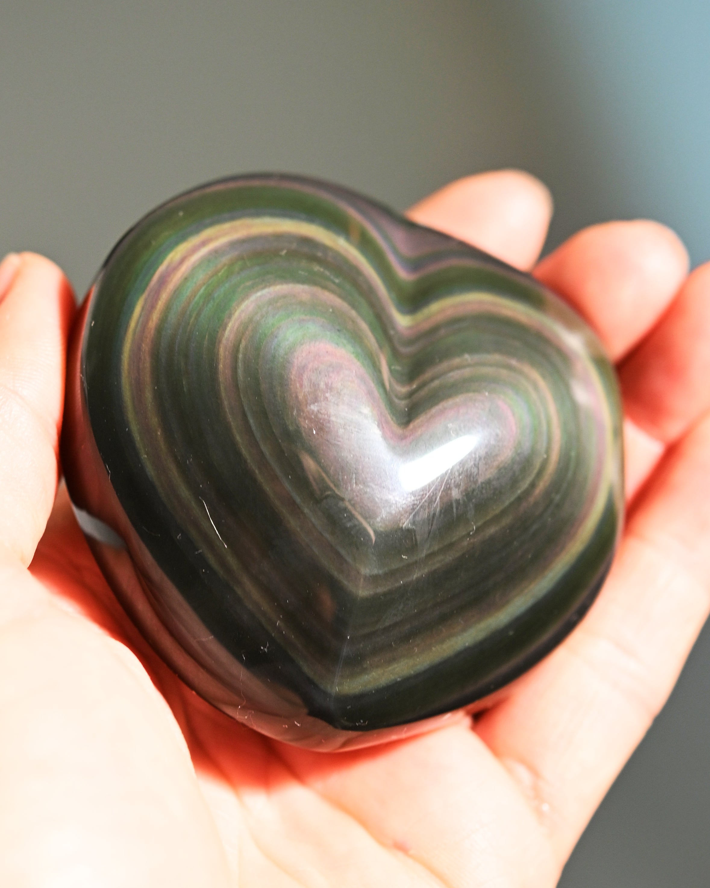 Rainbow Heart Obsidian 2.5in