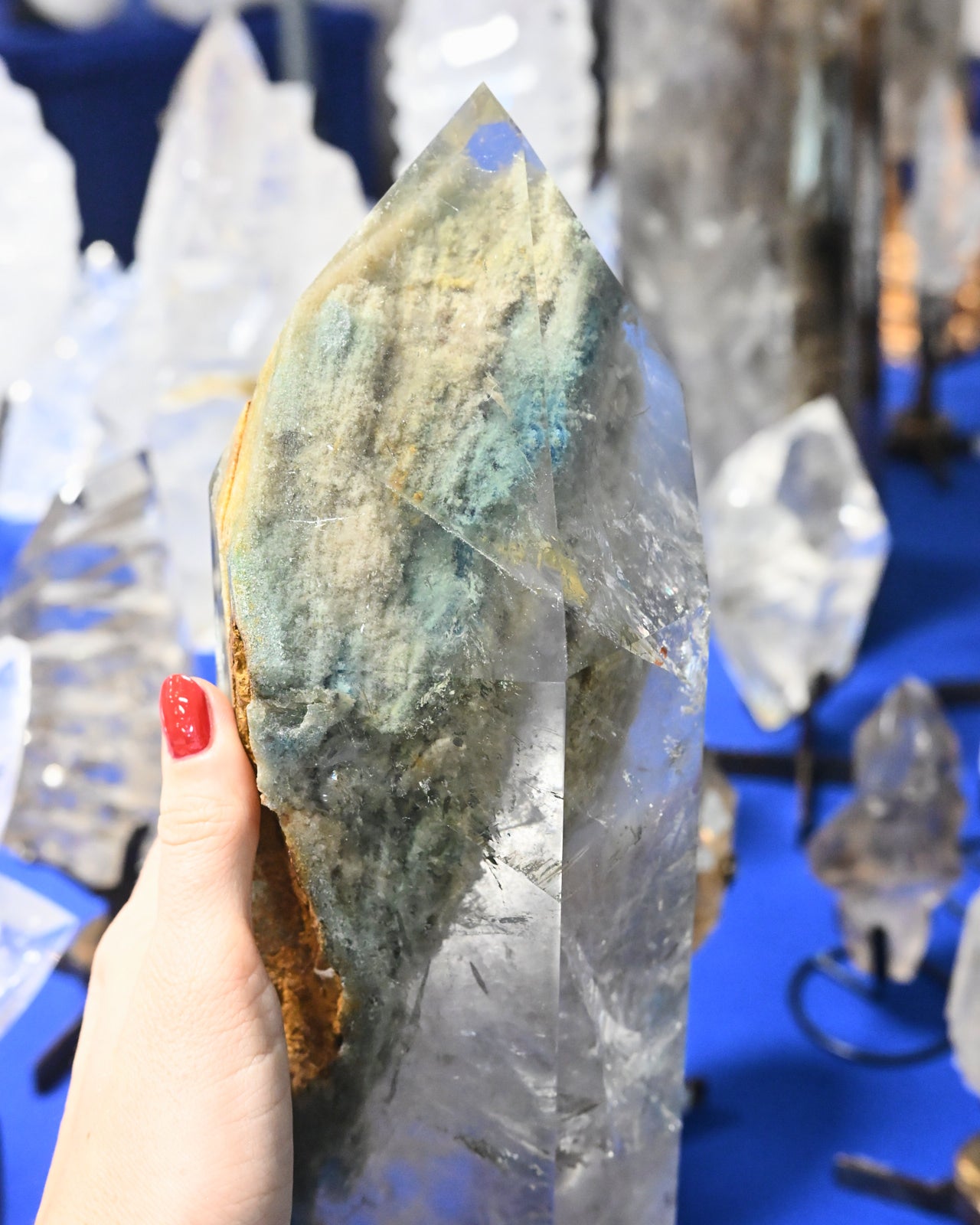 Rare Blue Chlorite in Quartz Tower – 13.6 lb (One of One)