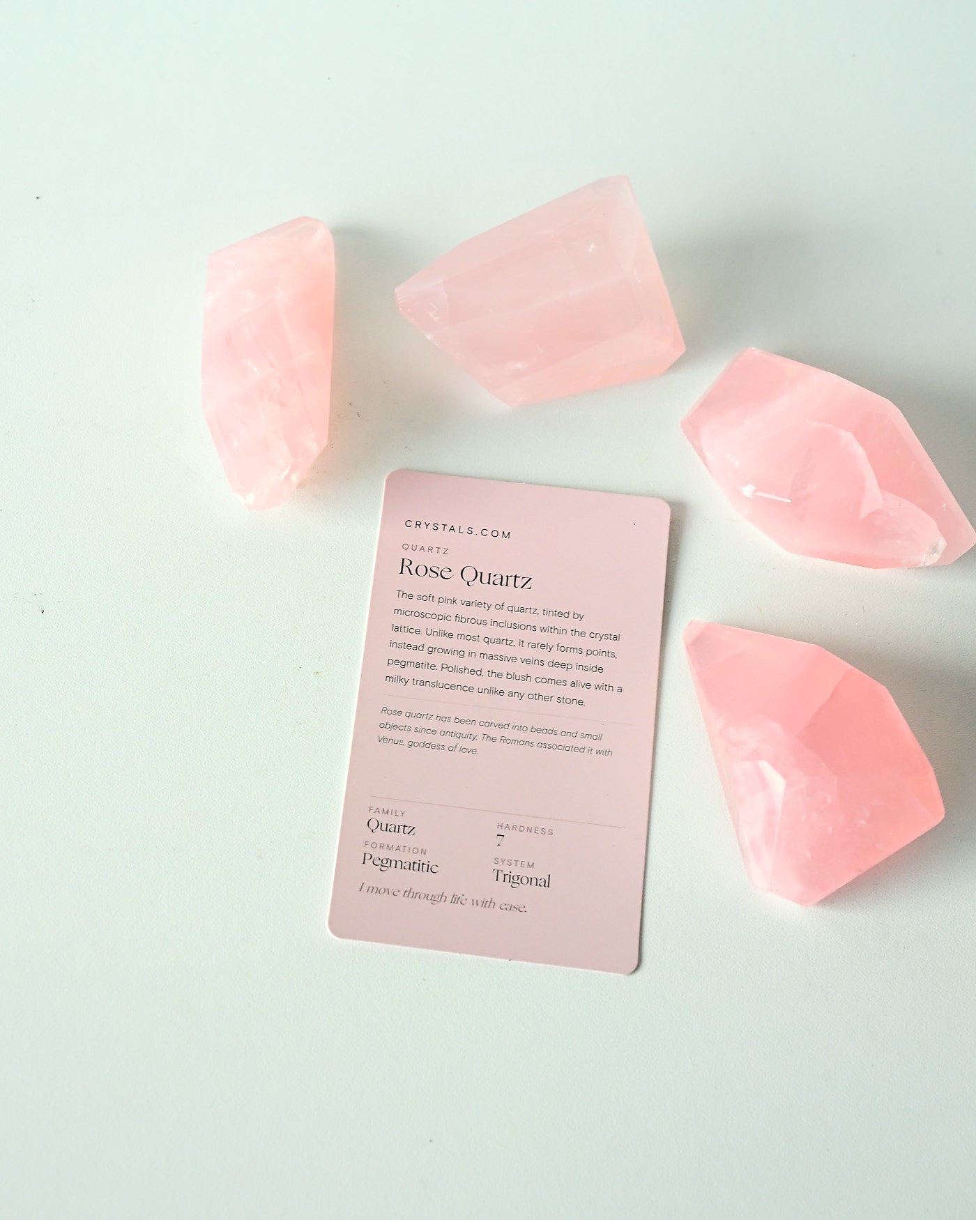 Rose Quartz Geometric Diamond Medium - soft pink faceted crystal