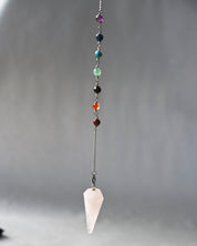 Rose Quartz Chakra Pendulum w Chakra Stones