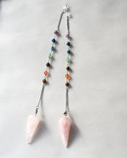 Rose Quartz Chakra Pendulum w Chakra Stones