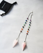 Rose Quartz Chakra Pendulum w Chakra Stones
