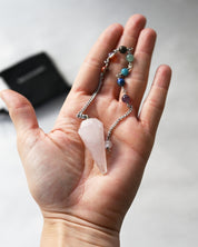 Rose Quartz Chakra Pendulum w Chakra Stones