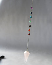 Rose Quartz Chakra Pendulum w Chakra Stones