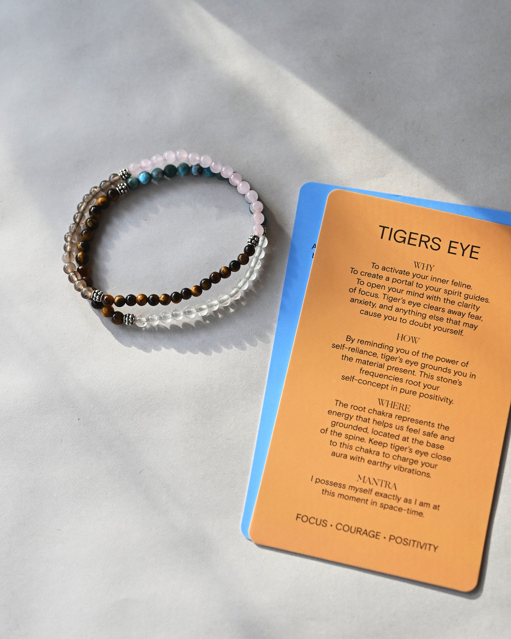 Releasing the Past Bracelet – Rose Quartz, Smoky Quartz, Tiger’s Eye