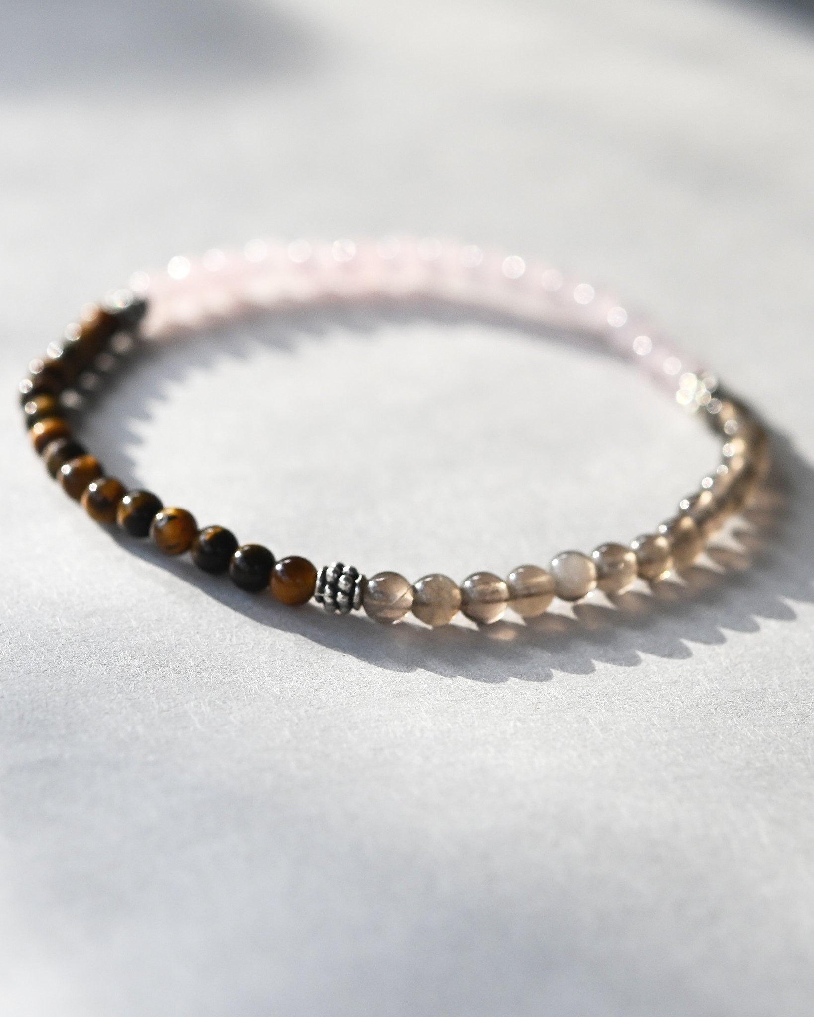 Rose Quartz, Smoky Quartz, Tiger’s Eye