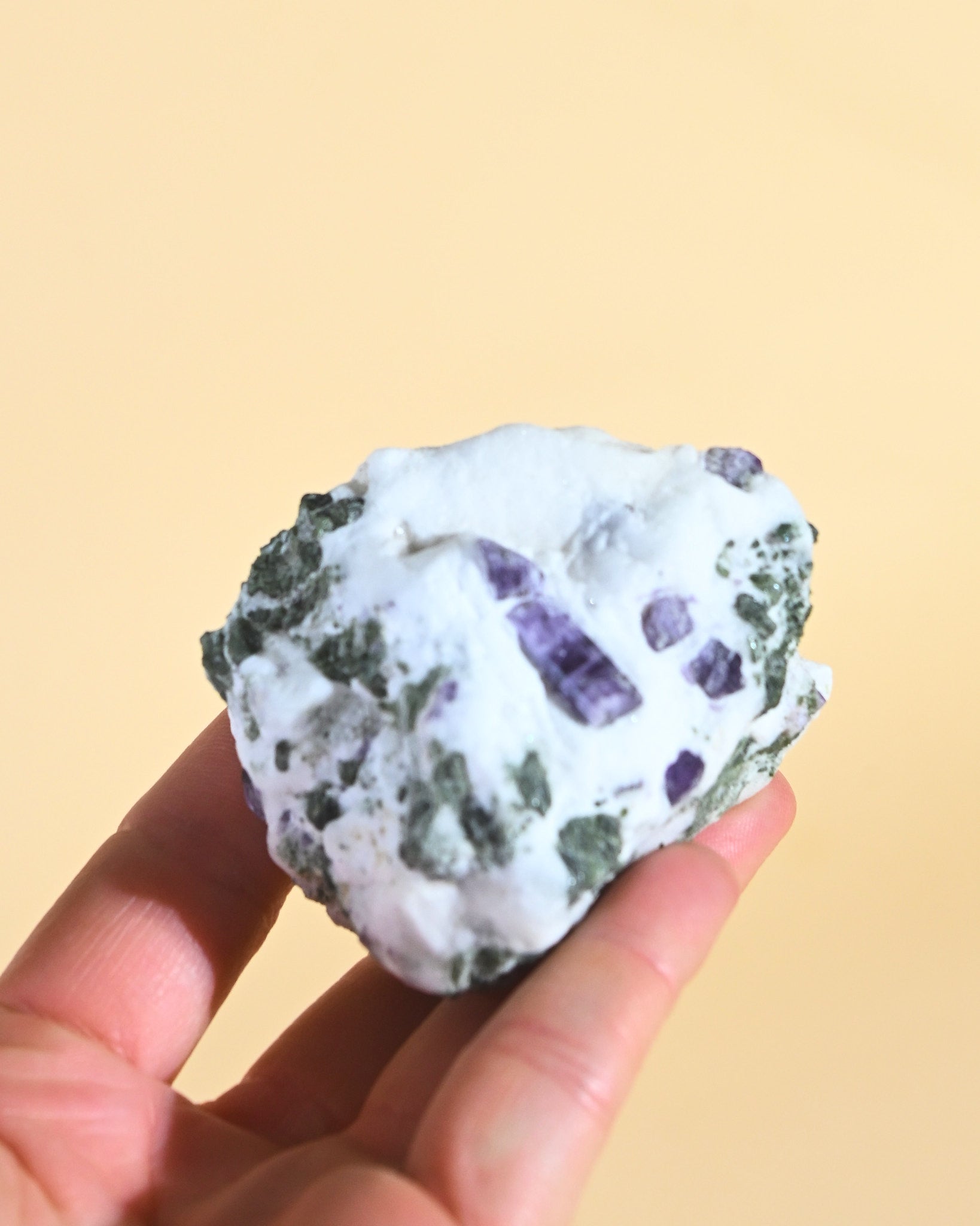 Scapolite Cluster w Calcite + Epidote 141g No. 50 - calcite crystal cluster specimen scale view